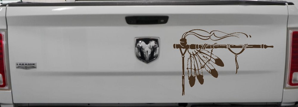 Native American Peace Pipe Decal for Car Truck Window Vinyl Sticker (Brown)