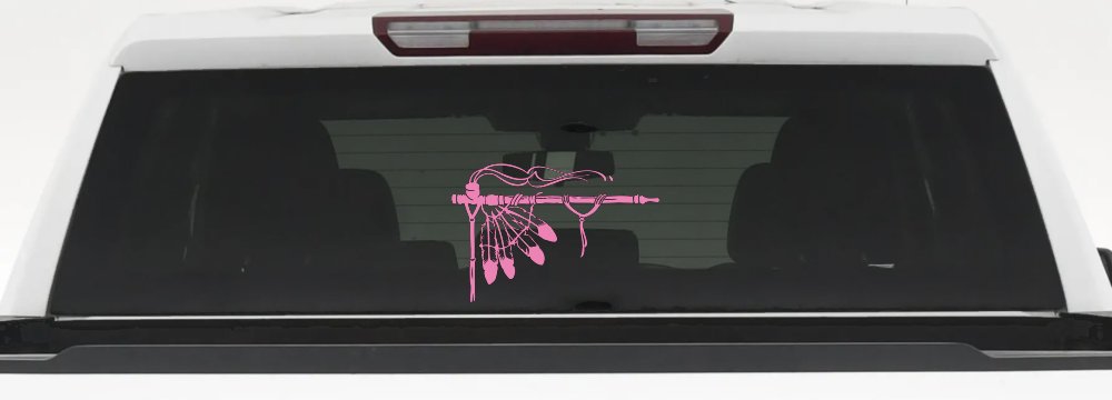 Native American Peace Pipe Decal for Car Truck Window Vinyl Sticker (Pink)