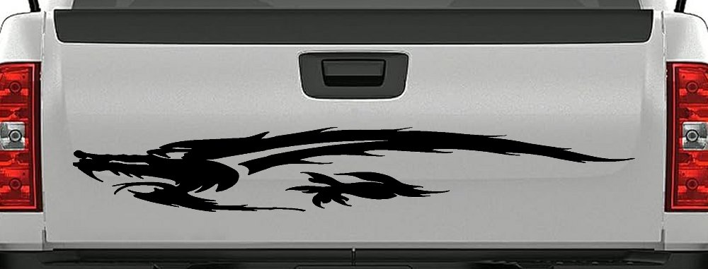 Flying Asian Dragon Car or Truck Window Decal Sticker (Black)
