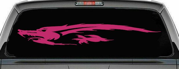 Flying Asian Dragon Car or Truck Window Decal Sticker (Hot Pink)