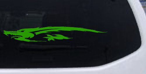 Flying Asian Dragon Car or Truck Window Decal Sticker (Lime)