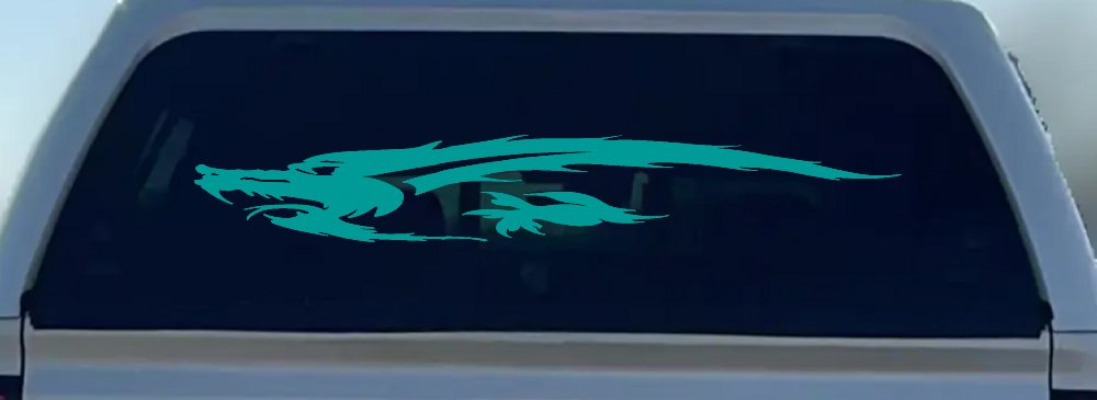 Flying Asian Dragon Car or Truck Window Decal Sticker (Turquoise)