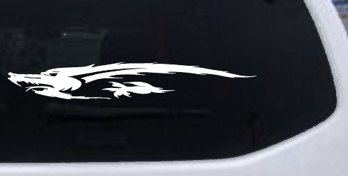 Flying Asian Dragon Car or Truck Window Decal Sticker (White)