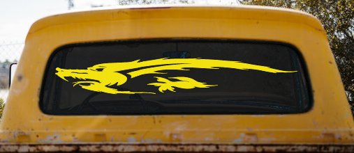 Flying Asian Dragon Car or Truck Window Decal Sticker (Yellow)