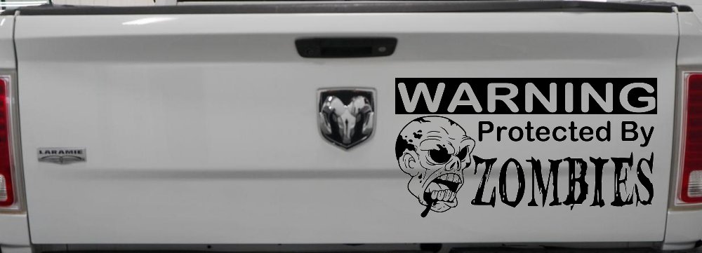 Protected By Zombies Funny Car or Truck Window Decal Sticker (Black)