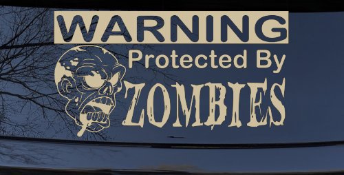 Protected By Zombies Funny Car or Truck Window Decal Sticker (Desert Sand)