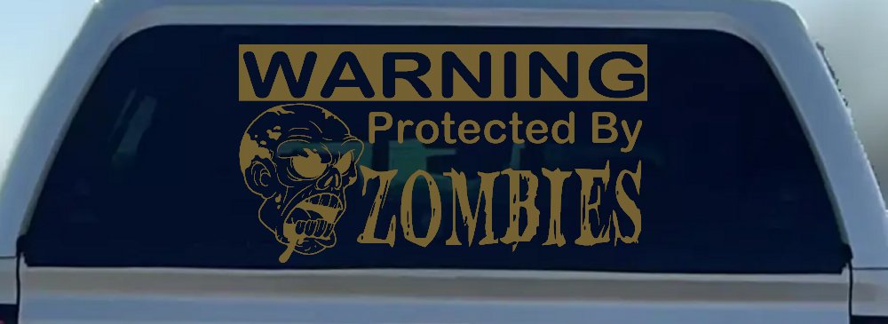 Protected By Zombies Funny Car or Truck Window Decal Sticker