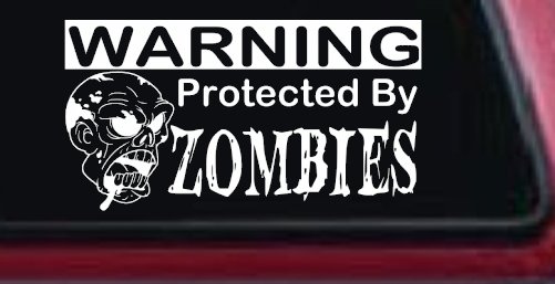 Protected By Zombies Funny Car or Truck Window Decal Sticker