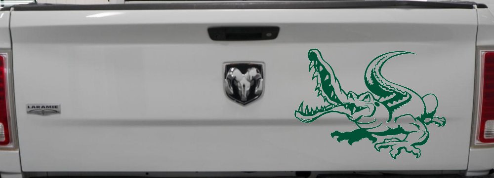 Snapping Alligator or Crocodile Car or Truck Window Decal Sticker (Dark Green)