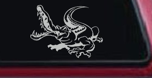 Snapping Alligator or Crocodile Car or Truck Window Decal Sticker (Light Gray)