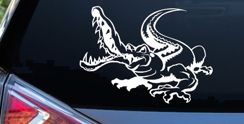 Snapping Alligator or Crocodile Car or Truck Window Decal Sticker (White)