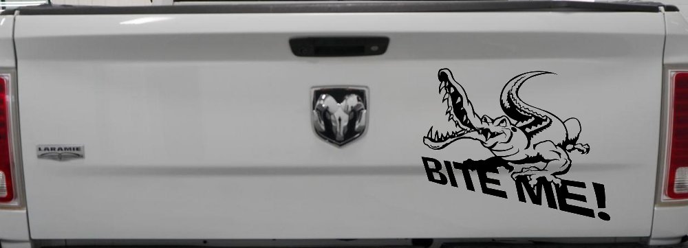 Bite Me Alligator or Crocodile Car or Truck Window Decal Sticker (Black)