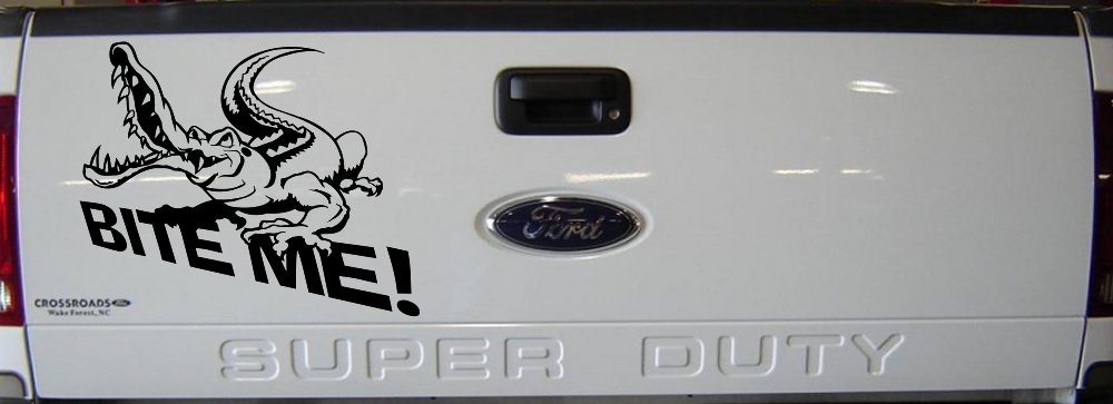 Bite Me Alligator or Crocodile Car or Truck Window Decal Sticker (Black)