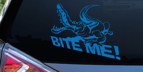 Bite Me Alligator Crocodile Car Truck Window Decal Sticker Vinyl (Sky Blue)
