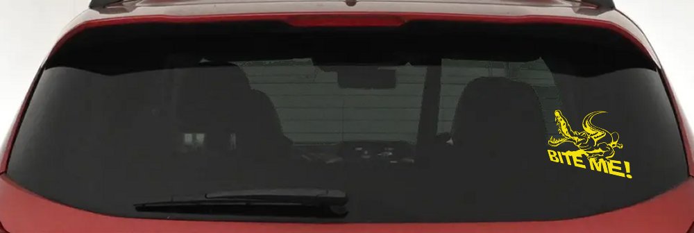 Bite Me Alligator or Crocodile Car or Truck Window Decal Sticker (Yellow)
