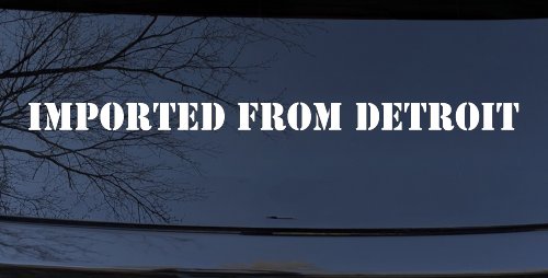 Imported From Detroit Motor Sports Car or Truck Window Decal Sticker (White)
