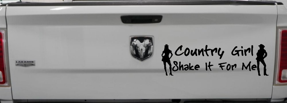 Country Girl Shake It For Me Western Car or Truck Window Decal Sticker (Black)