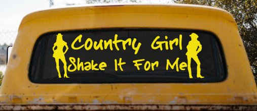 Country Girl Shake It For Me Western Car or Truck Window Decal Sticker (Yellow)