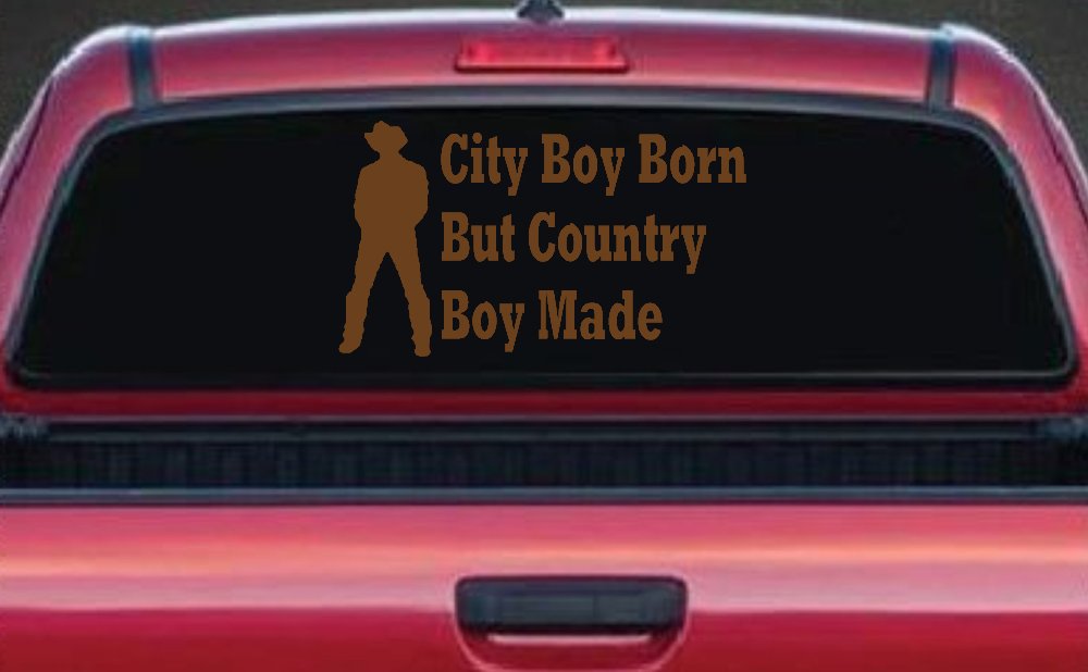 City Boy Born Country Boy Made Western Rodeo Ranch Farm Car or Truck Window Decal Sticker (Copper)