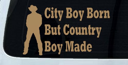 City Boy Born Country Boy Made Western Rodeo Ranch Farm Car or Truck Window Decal Sticker