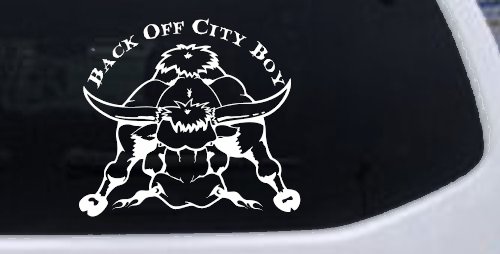 Back Off City Boy Bull Country Western Farm and Ranch Car or Truck Window Decal Sticker