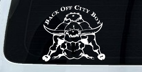 Back Off City Boy Bull Country Western Farm and Ranch Car or Truck Window Decal Sticker