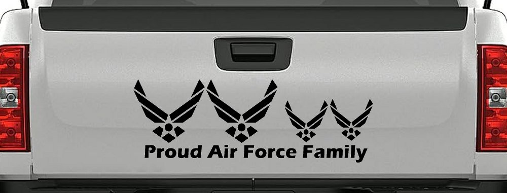 Proud Air Force Stick Family 2 Kids Car or Truck Window Decal Sticker (Black)
