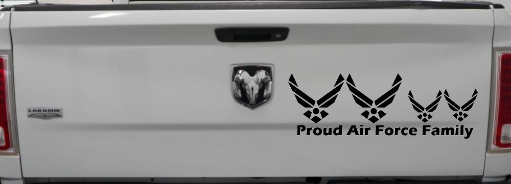 Proud Air Force Stick Family 2 Kids Car or Truck Window Decal Sticker (Black)