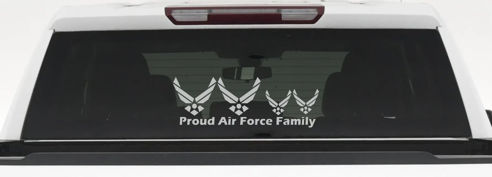 Proud Air Force Stick Family 2 Kids Car or Truck Window Decal Sticker (Light Gray)