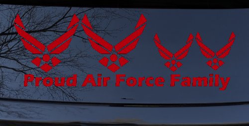 Proud Air Force Stick Family 2 Kids Car or Truck Window Decal Sticker (Red)