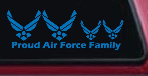 Proud Air Force Stick Family 2 Kids Car or Truck Window Decal Sticker (Sky Blue)