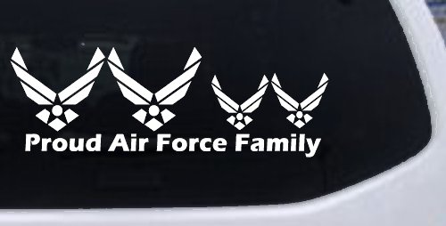Proud Air Force Stick Family 2 Kids Car or Truck Window Decal Sticker (White)
