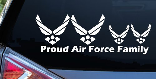 Proud Air Force Stick Family 2 Kids Car or Truck Window Decal Sticker (White)