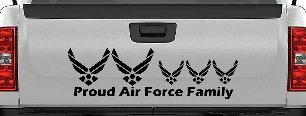 Proud Air Force Stick Family 3 Kids Car or Truck Window Decal Sticker (Black)
