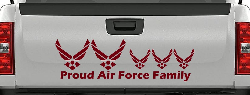 Proud Air Force Stick Family 3 Kids Car or Truck Window Decal Sticker (Burgundy)