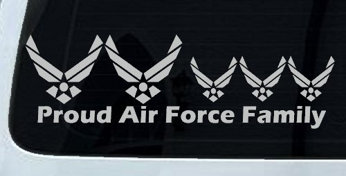 Proud Air Force Stick Family 3 Kids Car or Truck Window Decal Sticker (Light Gray)