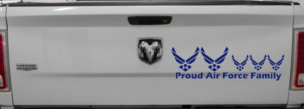 Proud Air Force Stick Family 3 Kids Car or Truck Window Decal Sticker (Navy)