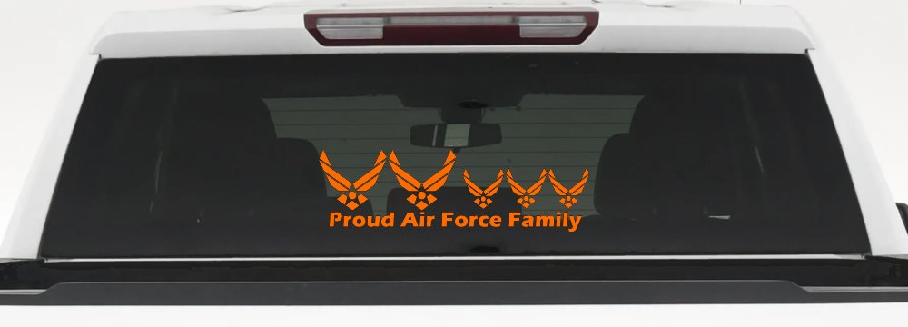 Proud Air Force Stick Family 3 Kids Car or Truck Window Decal Sticker (Orange)