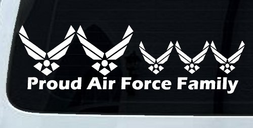 Proud Air Force Stick Family 3 Kids Car or Truck Window Decal Sticker (White)