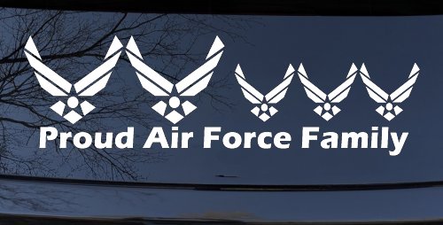Proud Air Force Stick Family 3 Kids Car or Truck Window Decal Sticker (White)
