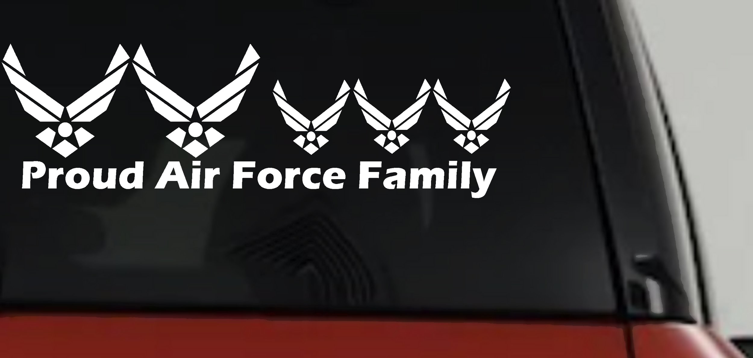 Proud Air Force Stick Family 3 Kids Window Decal - Truck Car Sticker (White)