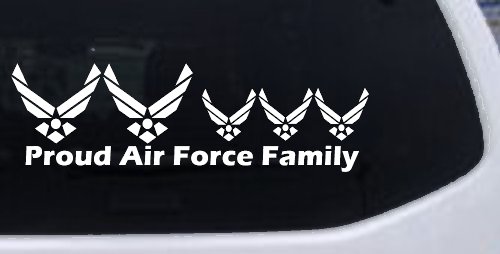 Proud Air Force Stick Family 3 Kids Car or Truck Window Decal Sticker (White)