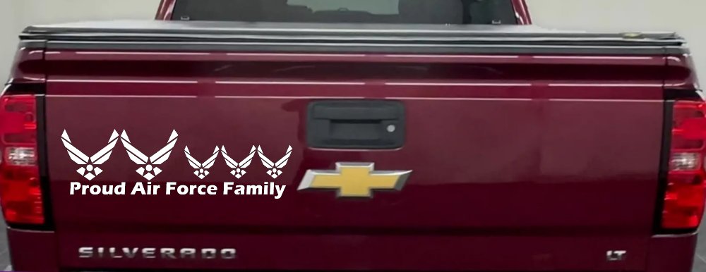 Proud Air Force Stick Family 3 Kids Car or Truck Window Decal Sticker (White)