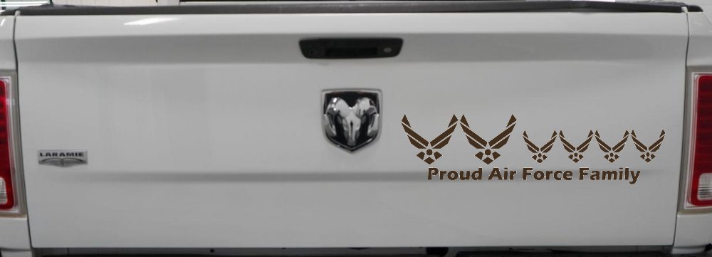Proud Air Force Stick Family 4 Kids Car or Truck Window Decal Sticker (Brown)