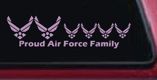 Proud Air Force Stick Family 4 Kids Car or Truck Window Decal Sticker (Lilac)