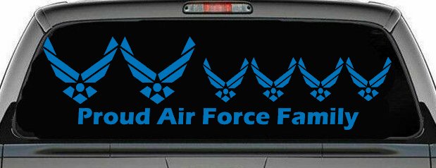 Proud Air Force Stick Family 4 Kids Car or Truck Window Decal Sticker (Sky Blue)