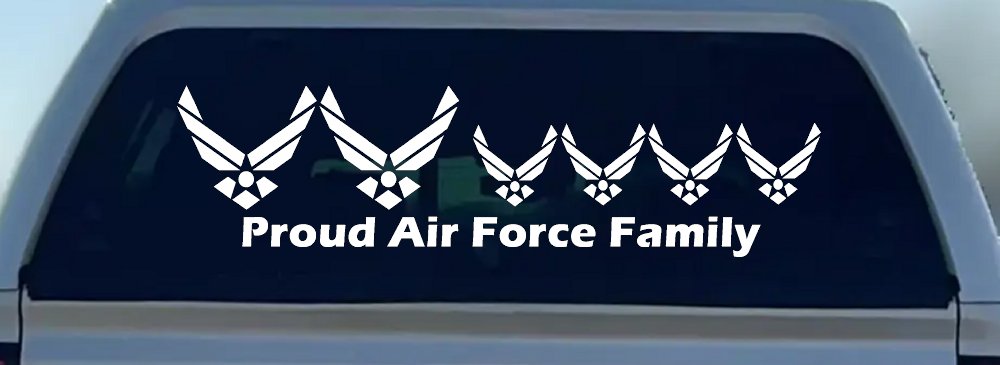 Proud Air Force Stick Family 4 Kids Car or Truck Window Decal Sticker (White)