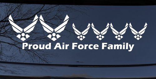 Proud Air Force Stick Family 4 Kids Car or Truck Window Decal Sticker (White)