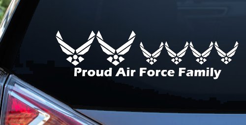 Proud Air Force Stick Family 4 Kids Car or Truck Window Decal Sticker (White)
