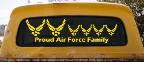 Proud Air Force Stick Family 4 Kids Car or Truck Window Decal Sticker